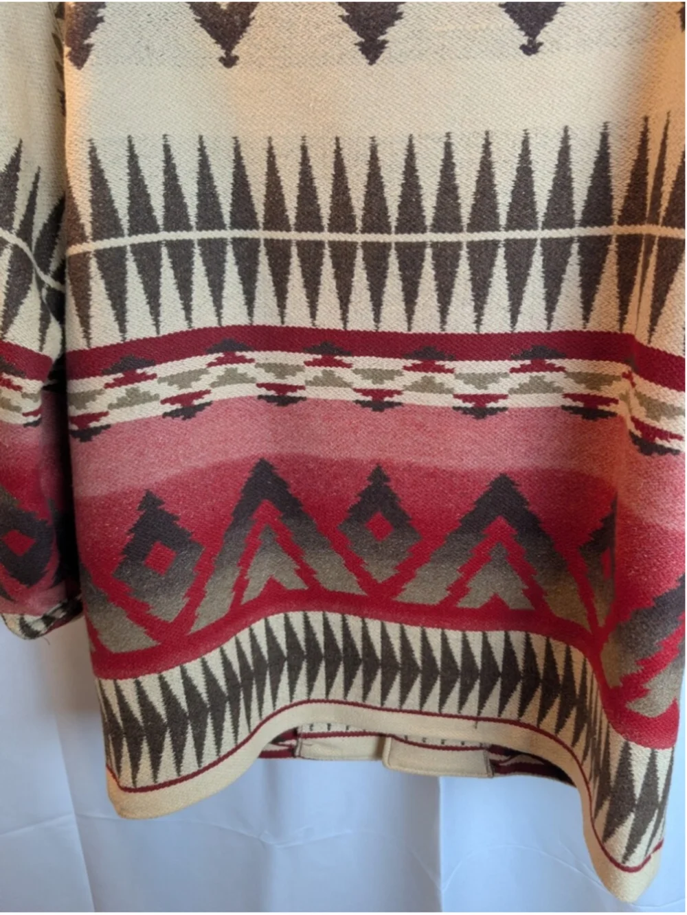 Vintage Roots Canada Navajo Blanket Chore Jacket Leather Collar Aztec Wool Blend